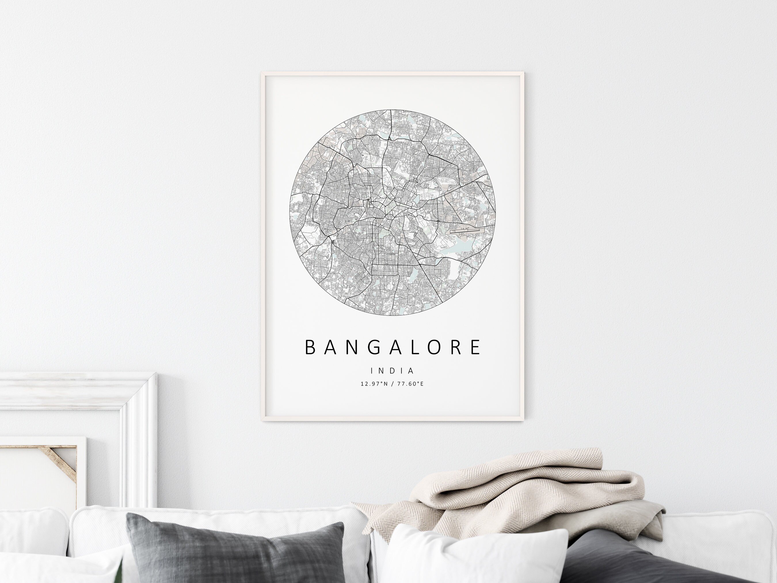Bangalore Map Print Map of Bangalore Bangalore India City | Etsy