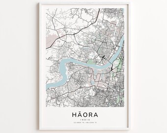 Hāora India Map Print – Detailed Street Map Wall Art, Modern City Map Poster, Home Wall Decor
