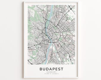 Budapest Hungary Map Print – Detailed Street Map Wall Art, Modern City Map Poster, Home Wall Decor