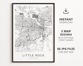 Little Rock, Arkansas Map Printable – Digital Download City Map Wall Art, Minimalist Street Map Poster