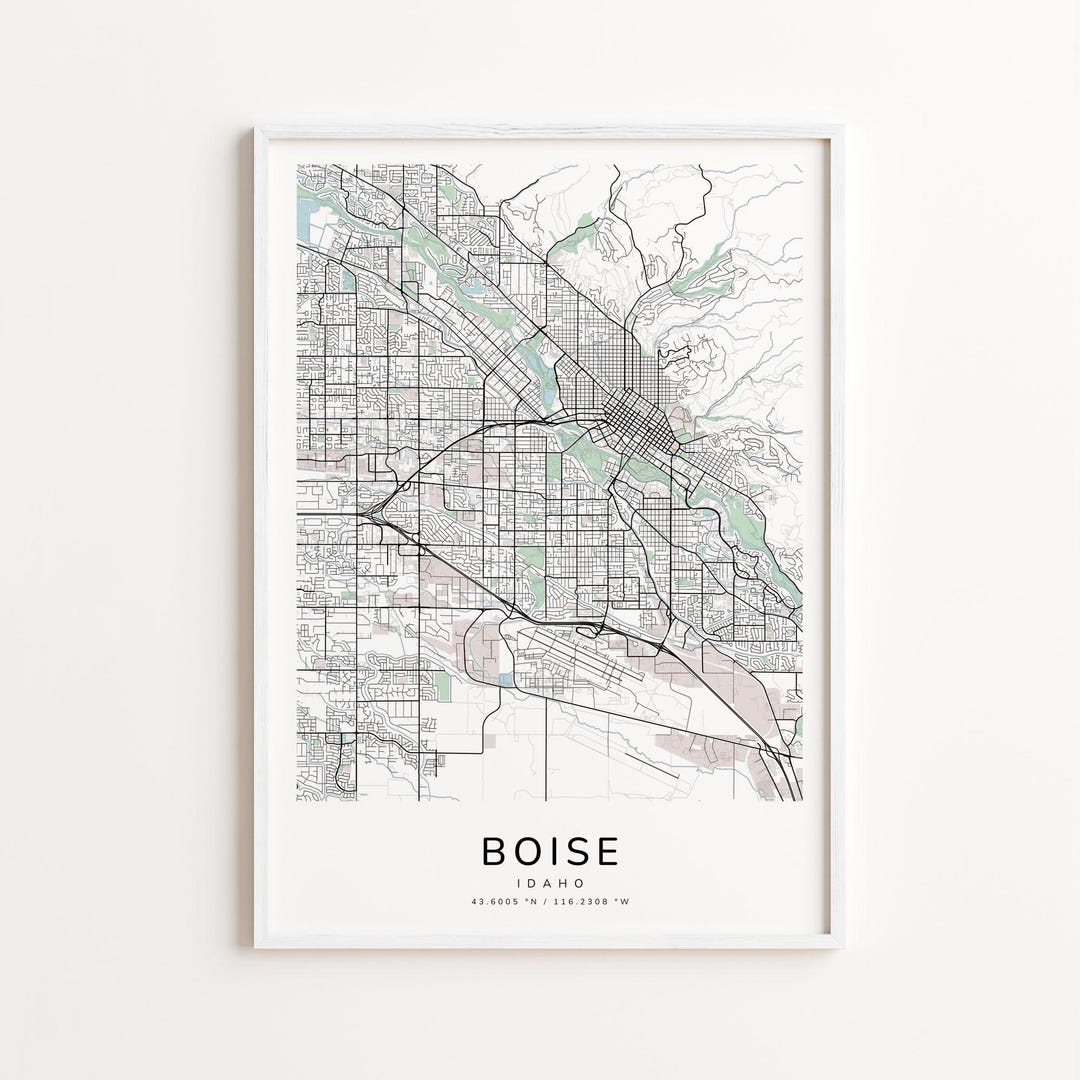 Boise Idaho Map Print – Detailed Street Map Wall Art, Modern City Map ...