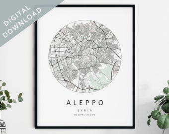 Aleppo Map Print | Map Of Aleppo | Aleppo Syria City Map Art | Aleppo Poster | Aleppo Print DIGITAL DOWNLOAD | Aleppo Wall Art