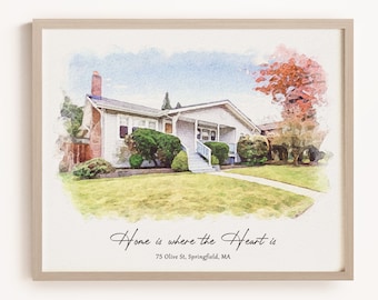 House Portrait From Photo | Custom House Portrait | Painting From Photo | Realtor Closing Gift | Watercolor Painting From Photo