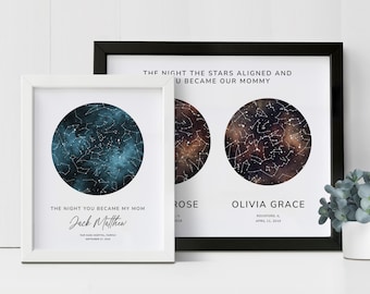 Personalized Star Map: The Day You Became My Mummy | Unique First Mother's Day Gift | Custom Keepsake for New Moms | First Mother's Day Gift