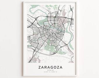 Zaragoza Spain Map Print – Detailed Street Map Wall Art, Modern City Map Poster, Home Wall Decor