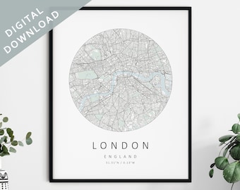 London Map Print / Mapa de Londres / London England City Map Art / London Poster / London Print DESCARGA DIGITAL / London Wall Art