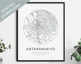 Antananarivo Map Print | Map Of Antananarivo | Antananarivo Madagascar City Map Art | Antananarivo Poster | Antananarivo Print