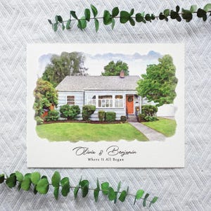 Personalized Watercolor Style Custom House Portrait From Photo - Custom Home Illustration for Housewarming, Anniversary, or Wedding