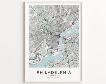 Philadelphia Pennsylvania Map Print – Detailed Street Map Wall Art, Modern City Map Poster, Travel Decor Gift