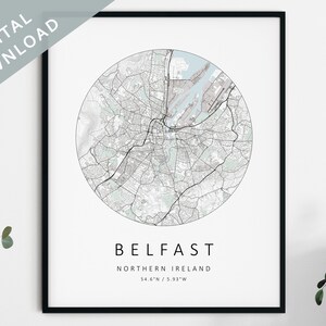 Belfast Mapa Print / Mapa de Belfast / Belfast Northern Ireland City Map Art / Belfast Poster / Belfast Print / Belfast Wall Art