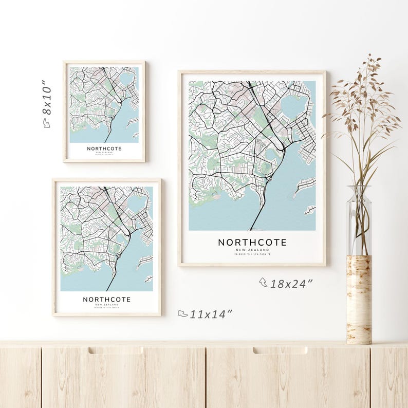 Northcote Rd Maps Northcote New Zealand Map Print – Detailed Street Map Wall Art, Modern ...
