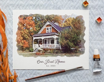 Custom Watercolor House Portrait: Photo to Painting (Digital or Print)