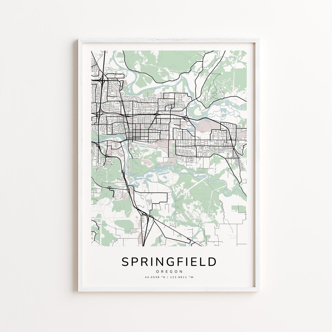 Springfield Oregon Map Print – Detailed Street Map Wall Art, Modern ...