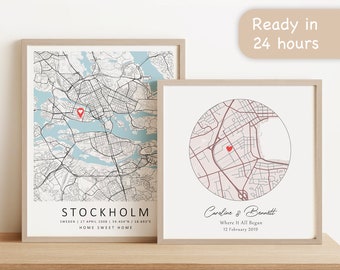 Custom Map | Our First Home Map | City Map Print | Anniversary Gift | Custom Wedding Gift | Valentines Day Gift For Him | Digital or Print