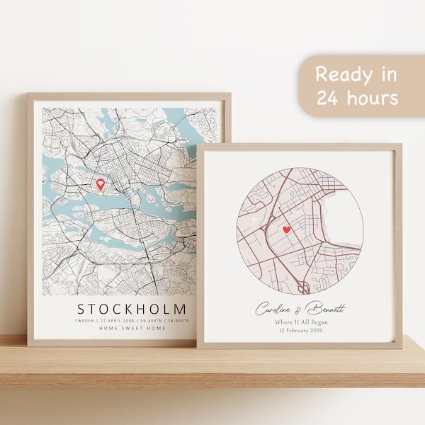 Custom Map | Our First Home Map | City Map Print | Anniversary Gift | Custom Wedding Gift | Valentines Day Gift For Him | DIGITAL DOWNLOAD