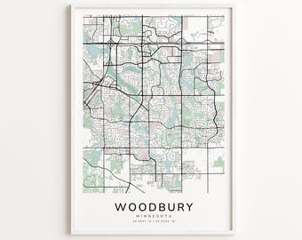 Woodbury Minnesota Map Print – Detailed Street Map Wall Art, Modern City Map Poster, Home Wall Decor