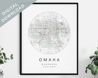 Omaha Map Print | Map Of Omaha | Omaha Nebraska City Map Art | Omaha Poster | Omaha Print DIGITAL DOWNLOAD | Omaha Wall Art