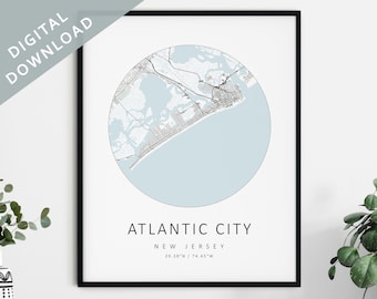 Atlantic City Map Print | Map Of Atlantic City | Atlantic City New Jersey City Map Art | Atlantic City Poster | Atlantic City Print