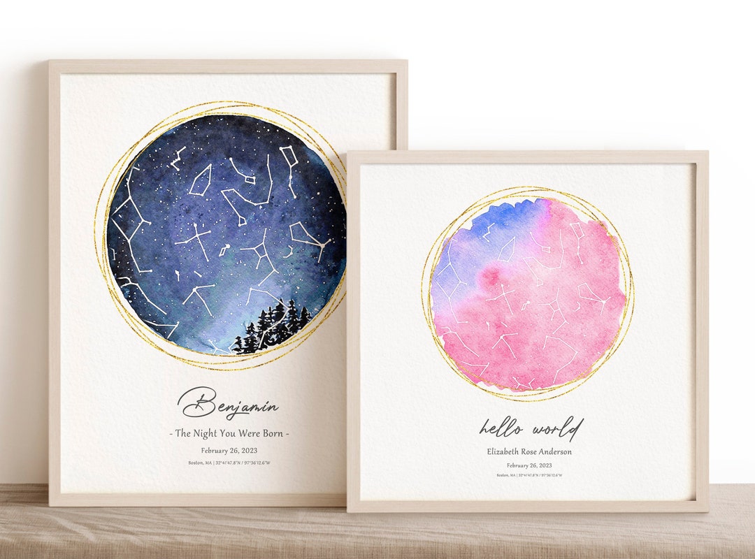 On the Night You Were Born Star Map Poster Personalized Etsy