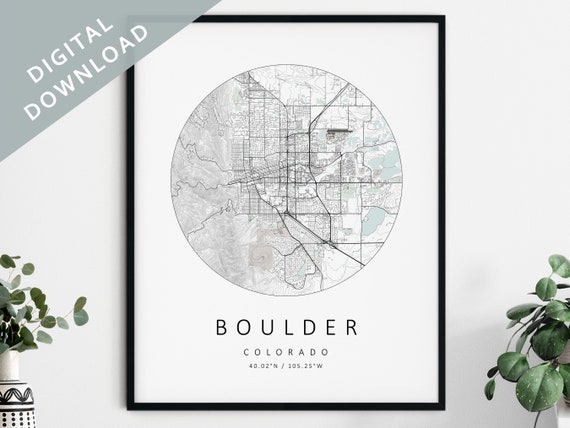 Boulder Map Print Map Of Boulder Boulder Colorado City Map | Etsy