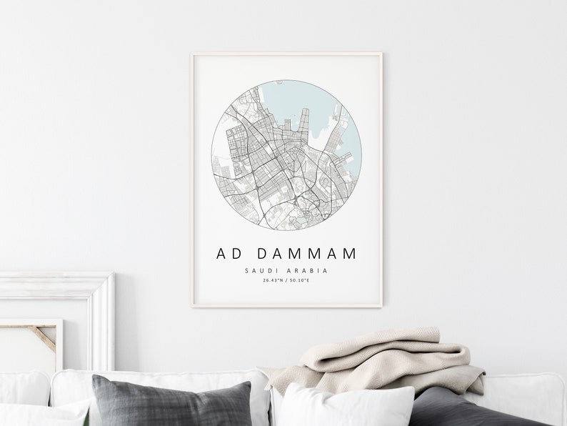 Ad Dammām Map Print Map Of Ad Dammām Ad Dammām Saudi Arabia City Map Art Ad Dammām Poster Ad Dammām Print Ad Dammām Wall Art image 3