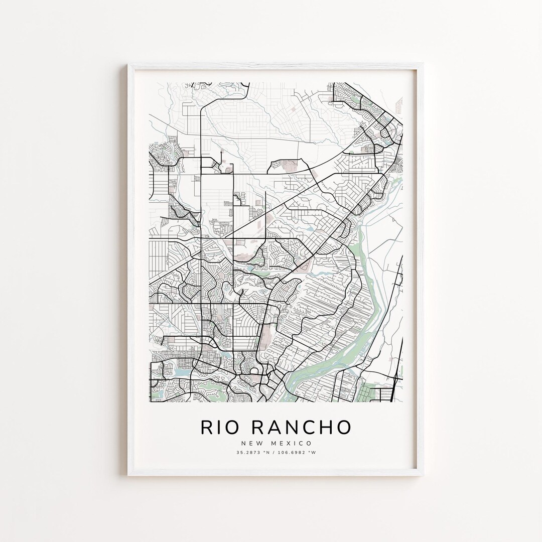 Rio Rancho New Mexico Map Print – Detailed Street Map Wall Art, Modern ...