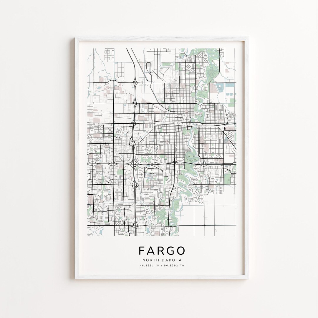 Fargo North Dakota Map Print Detailed Street Map Wall Art Modern Il M2mx 