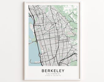 Berkeley California Map Print – Detailed Street Map Wall Art, Modern City Map Poster, Home Wall Decor