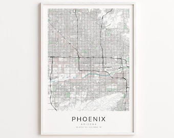 Phoenix Arizona Map Print – Detailed Street Map Wall Art, Modern City Map Poster, Travel Decor Gift