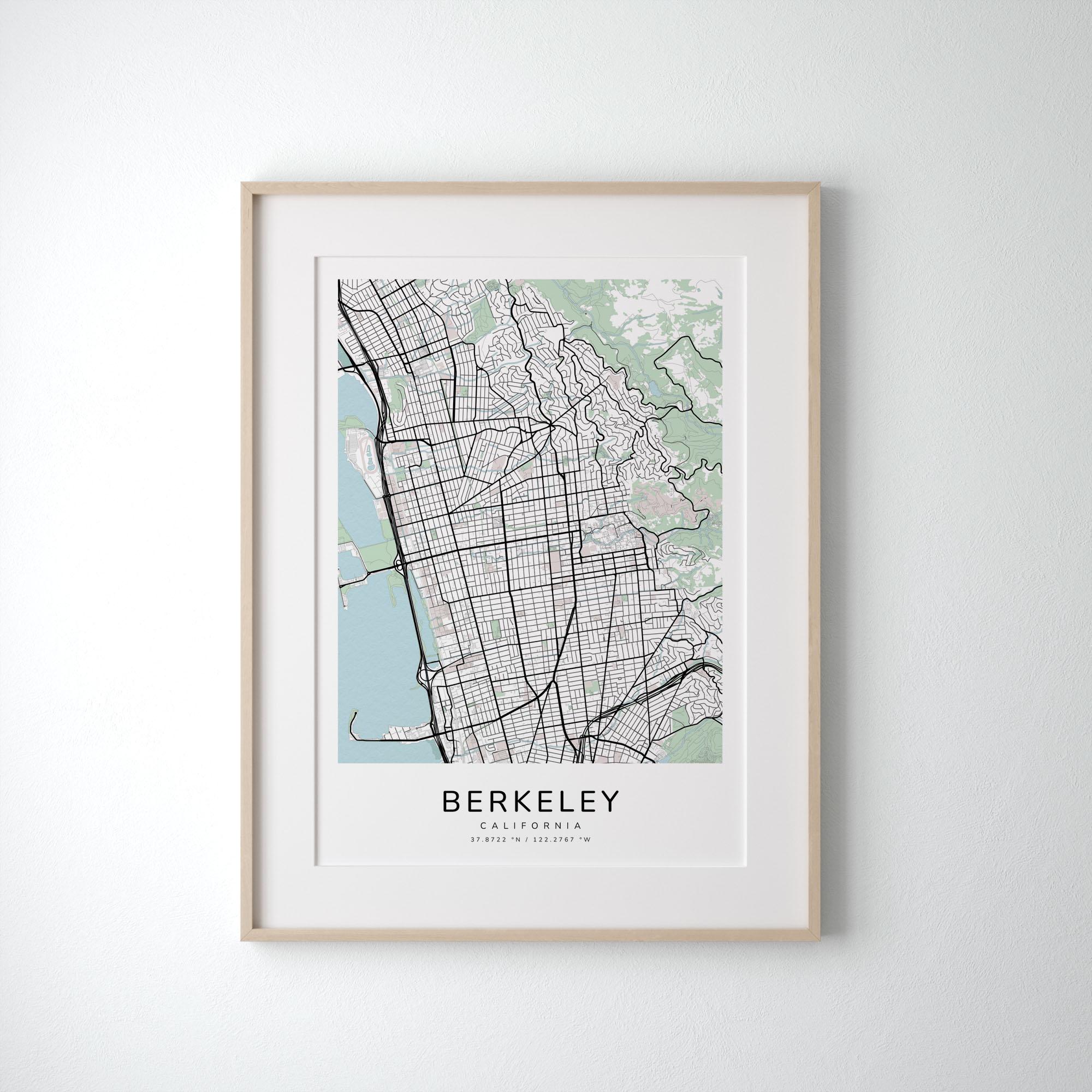 Berkeley California Map Print – Detailed Street Map Wall Art, Modern ...