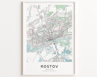 Rostov Russia Map Print – Detailed Street Map Wall Art, Modern City Map Poster, Home Wall Decor