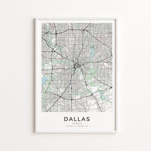 Mapa impreso de Dallas, Texas – Mapa detallado de calles, póster moderno del mapa de la ciudad, decoración para el hogar