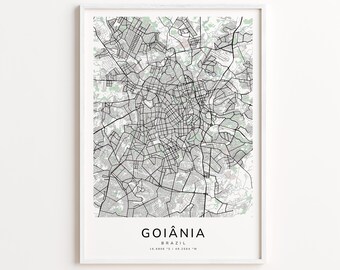 Goiânia Brazil Map Print – Detailed Street Map Wall Art, Modern City Map Poster, Home Wall Decor