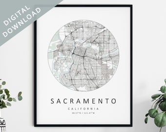 Sacramento Map Print | Map Of Sacramento | Sacramento California City Map Art | Sacramento Poster | Sacramento Print | Sacramento Wall Art