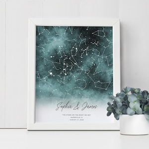Les étoiles la nuit où nous nous sommes rencontrés : carte des étoiles personnalisée - cadeau d'anniversaire parfait, cadeau de fiançailles ou souvenir unique pour les couples