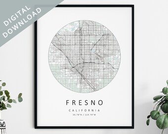 Fresno Map Print | Map Of Fresno | Fresno California City Map Art | Fresno Poster | Fresno Print DIGITAL DOWNLOAD | Fresno Wall Art