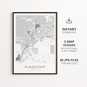 Flagstaff, Arizona Map Printable – Digital Download City Map Wall Art, Minimalist Street Map Poster