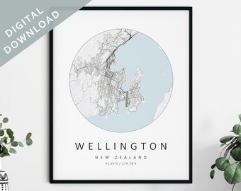 Wellington Map Print | Map Of Wellington | Wellington New Zealand City Map Art | Wellington NZ Poster | Wellington Print DIGITAL DOWNLOAD