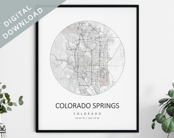 Colorado Springs Map Print | Map Of Colorado Springs | Colorado Springs Colorado City Map Art | Colorado Springs | Colorado Springs Wall Art