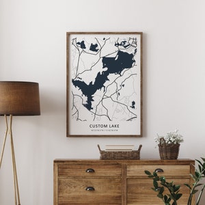 Impression de carte du lac personnalisée en téléchargement numérique | Art maison du lac | affiche de lac | Carte du lac | Art du lac | Lac JPG