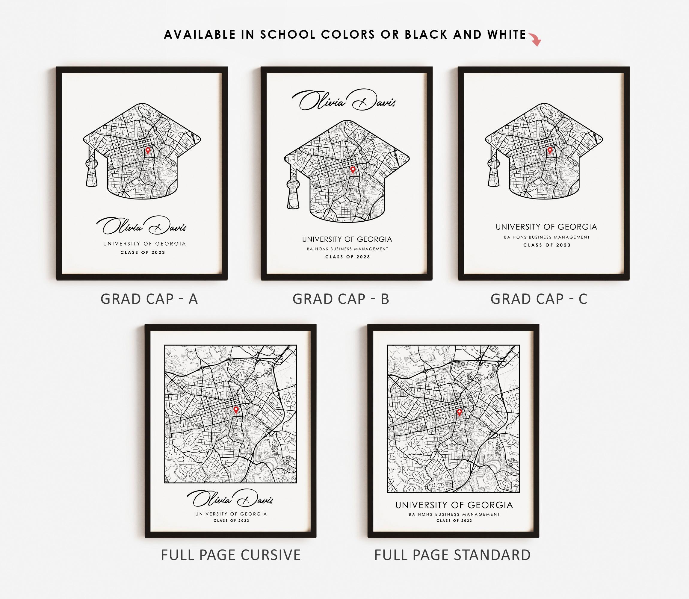 Personalized Graduation Map Print: School Colors (digital or Print) - Etsy