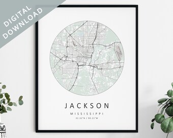 Jackson Map Print | Map Of Jackson | Jackson Mississippi City Map Art | Jackson Poster | Jackson Print DIGITAL DOWNLOAD | Jackson Wall Art