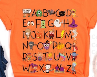 HALLOWEEN TEACHER Shirt, Halloween Alphabet shirt, Teacher shirts, Teacher Fall Shirt, Spooky teacher shirt, Kindergarten teacher shirt