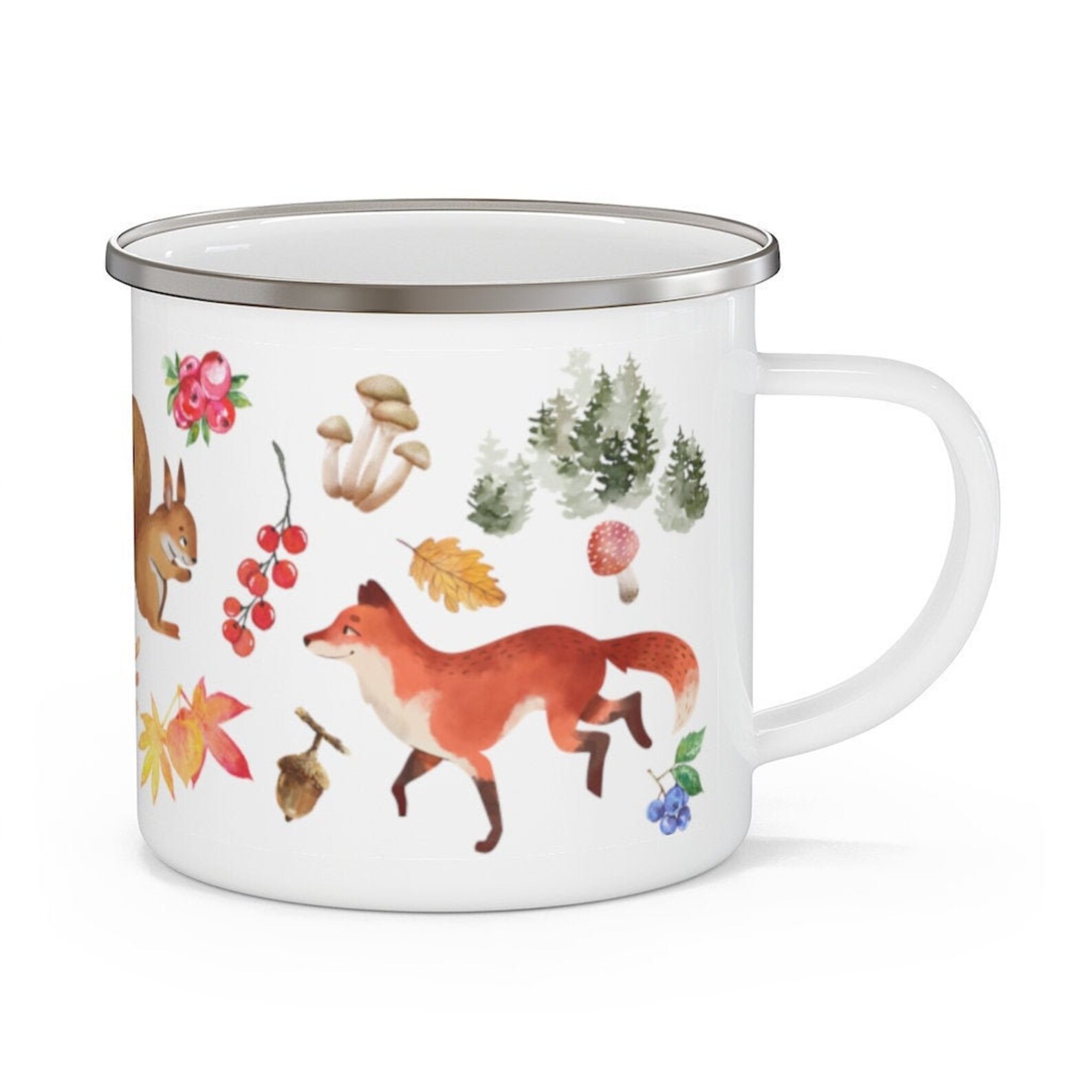 NATURE MUG Enamel Mug Forest Animals Kids Mug Autumn mug Etsy