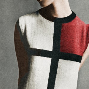 60s Mod Sleeveless Top Knitting Pattern – Mondrian Style (PDF Pattern)