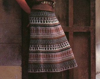 Peruvian Midi Skirt Crochet Pattern - Striped Skirt Pattern, Vintage Crochet PDF Pattern