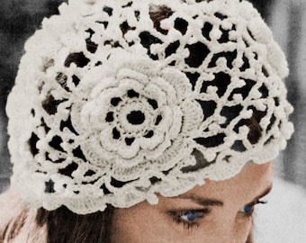 Feminine Cottagecore Irish Crochet Hat Pattern: 1920s Flapper Style Beret (PDF Pattern)