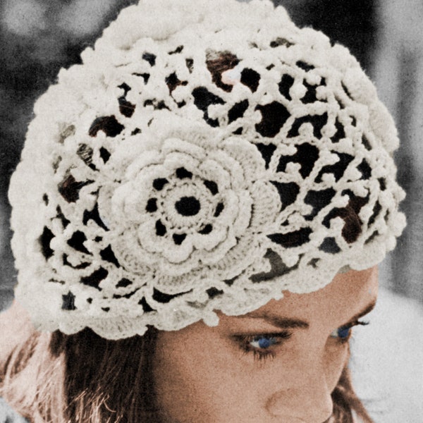 Irish Crochet Hat Pattern - Feminine Hat Pattern, Speed-Cro-Sheen, Vintage Crochet PDF Pattern