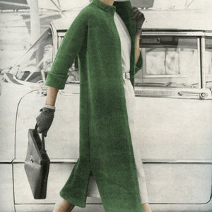 1950s Knit Midi Coat Pattern: Vogue Elbow Sleeve (Size 12-16) (PDF Pattern)