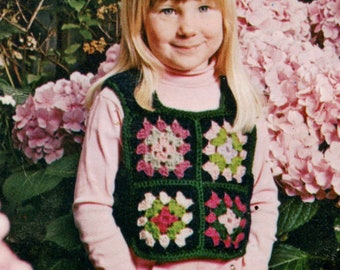 Toddler 4 Granny Square Pullover Vest Crochet Pattern - Granny Square Toddler Crochet Pattern, Vintage Crochet PDF Pattern